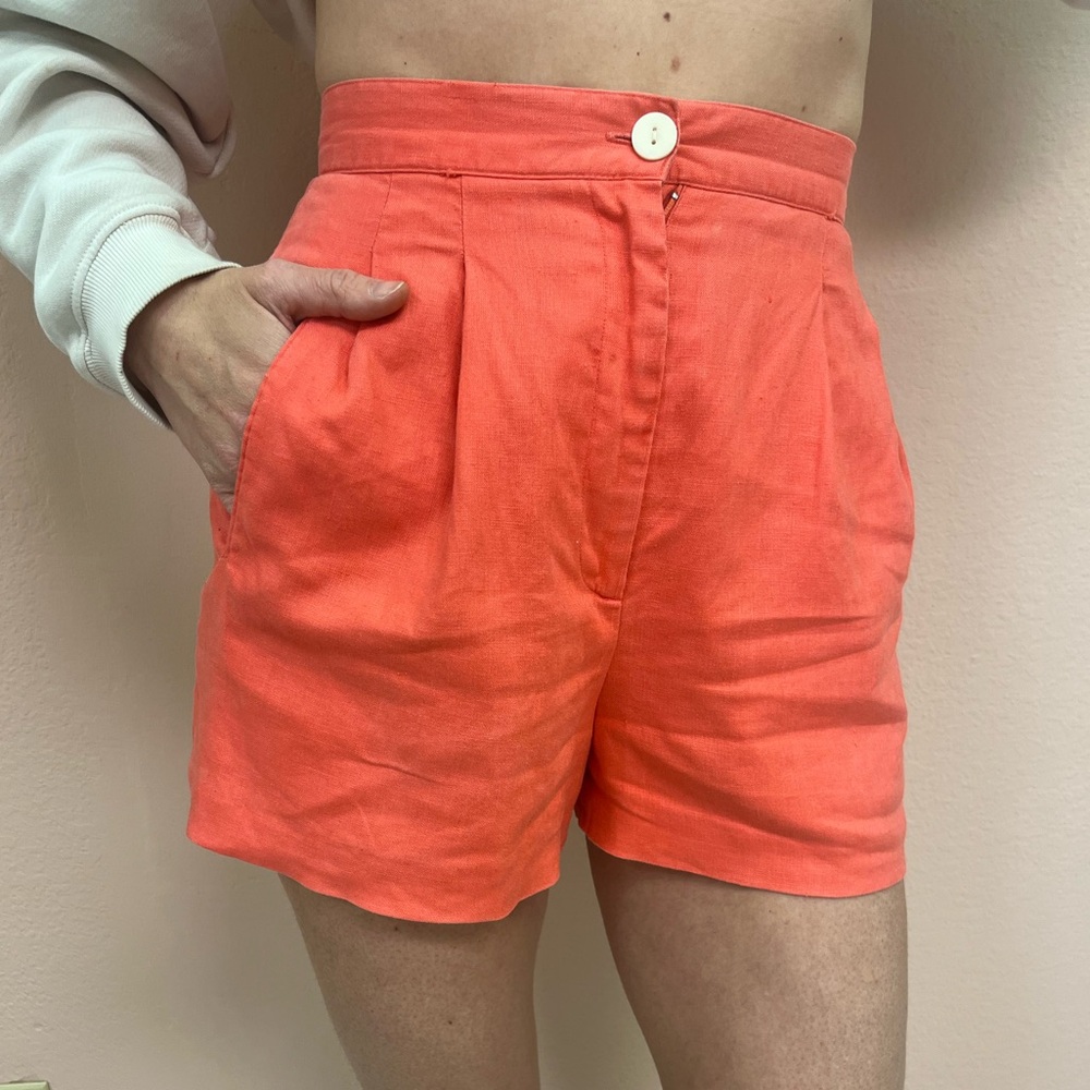 Coral Vintage High-Waisted Shorts